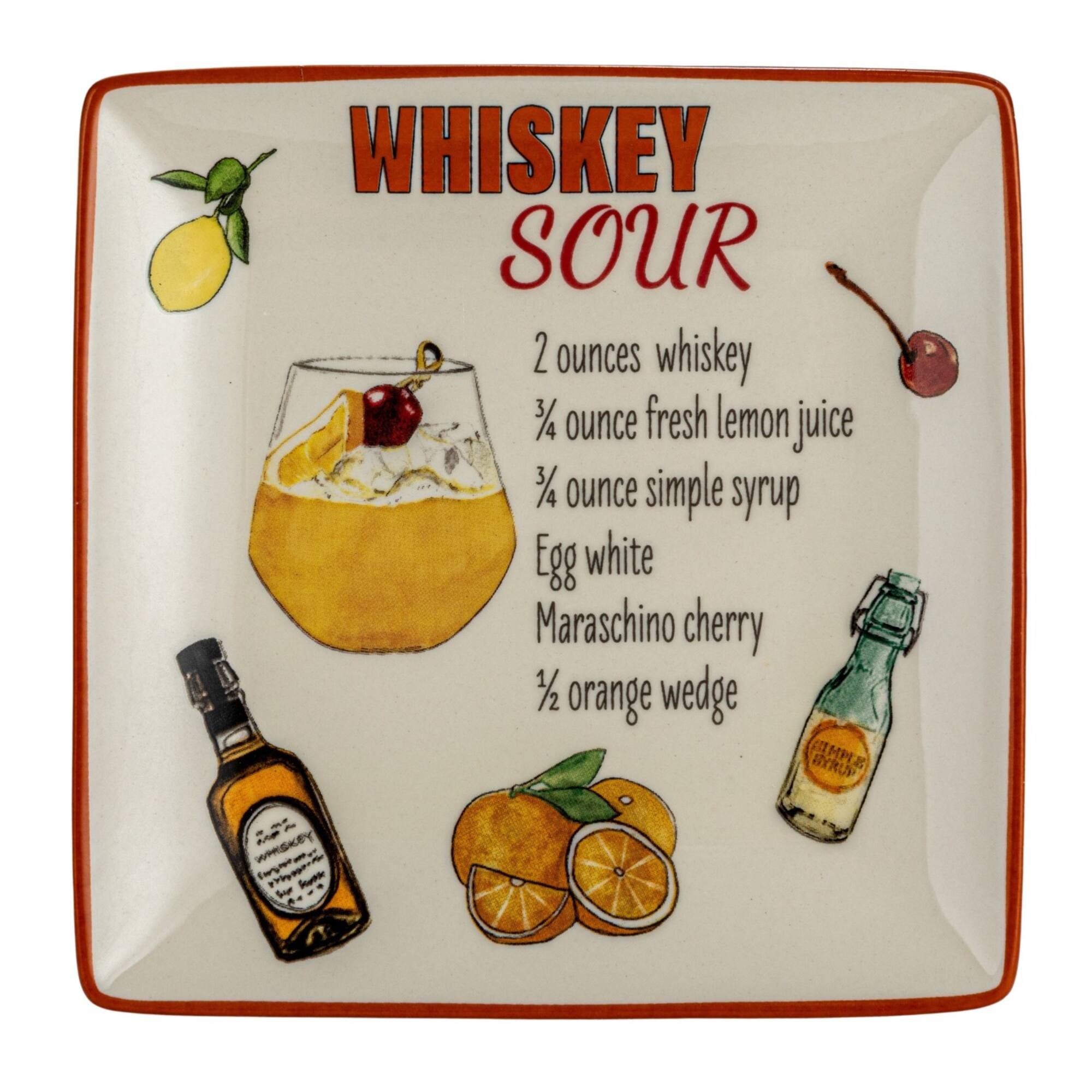 Hello Honey® 6" Cocktail Recipe Design Stoneware Plate Set